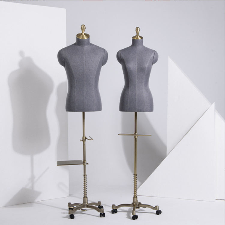 Fabric Covered Adjustable Height Upper Body Men's Shop Male Suit Mannequin Dummy