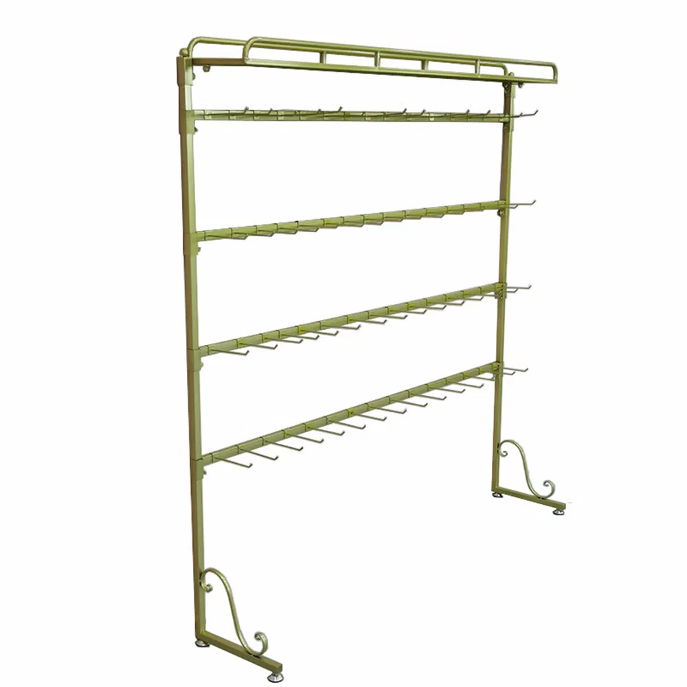 High Quality Multi Layer Suspended Floor Standing Metal Sock Display Racks in Black/White/Golden Made of Ironwork for Clothing Store/Home Use