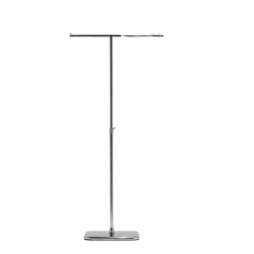 Wholesale Boutique Adjustable Height Floor Standing Garment Display Racks in Golden/Silver with Base Made of Stainless Steel for Clothing Store