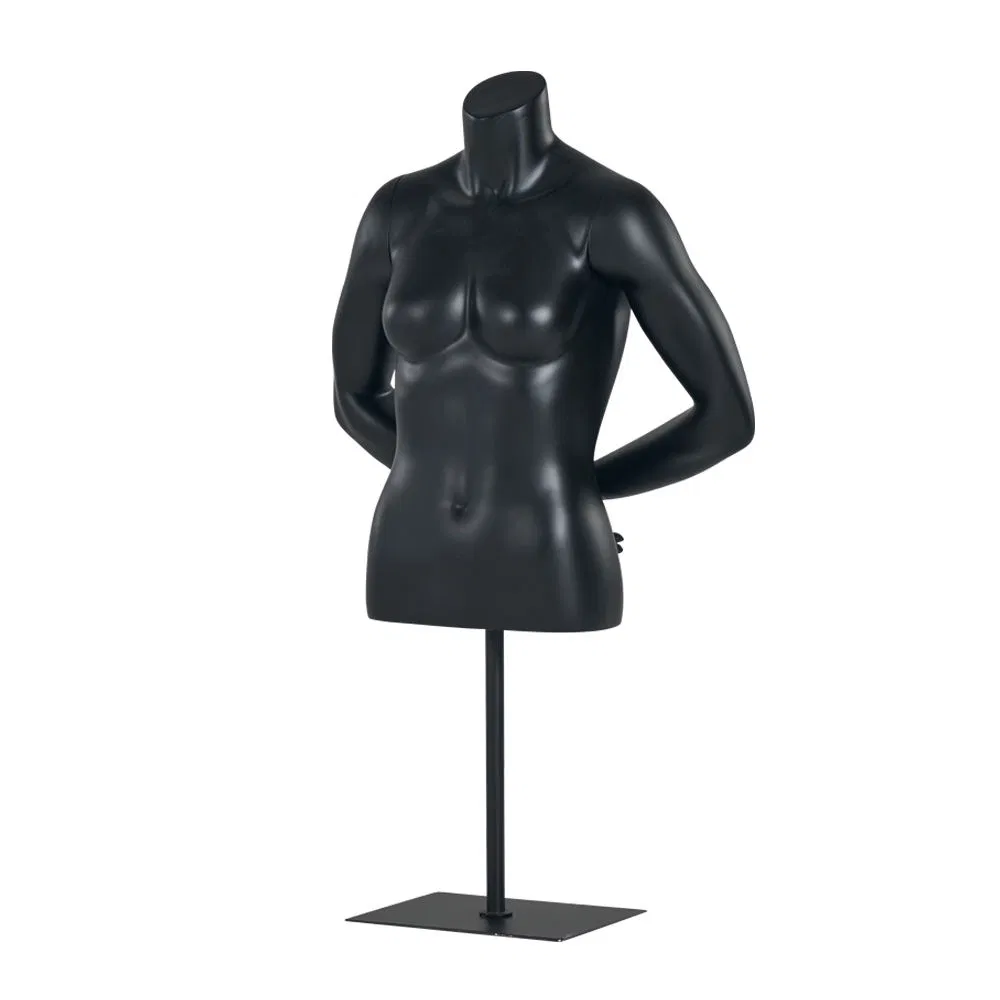 Adjustable Height Fiberglass Luxury Black 1/2 Mannequins Female Body Upper-Body