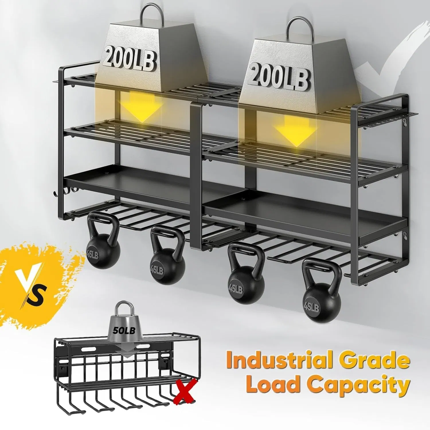 Storage Garage Organization Wall Mount Garden Tool Organizer Adjustable Heavy Duty Metal Hanging Hooks Yard Rack Hanger