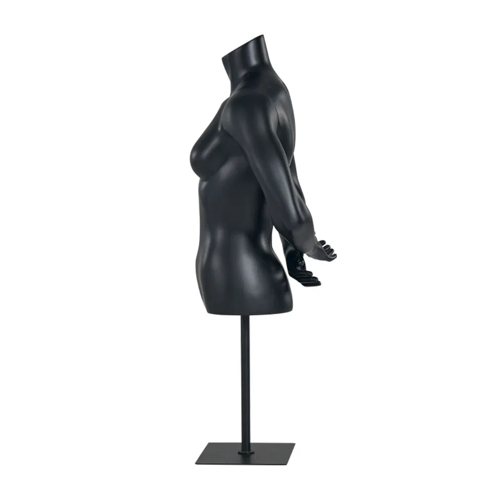 Adjustable Height Fiberglass Luxury Black 1/2 Mannequins Female Body Upper-Body