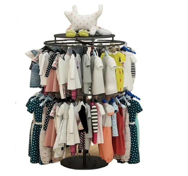 Customized Retail Store Shop Fittings Metal Wood Shelf Hanging Shirt Garment Clothing Display Rack with Hanger