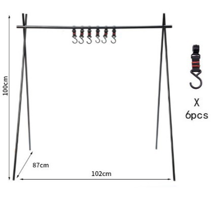 Outdoor Camping Portable Hanger Folding Tripod Barbecue Tools Large Storage Rack