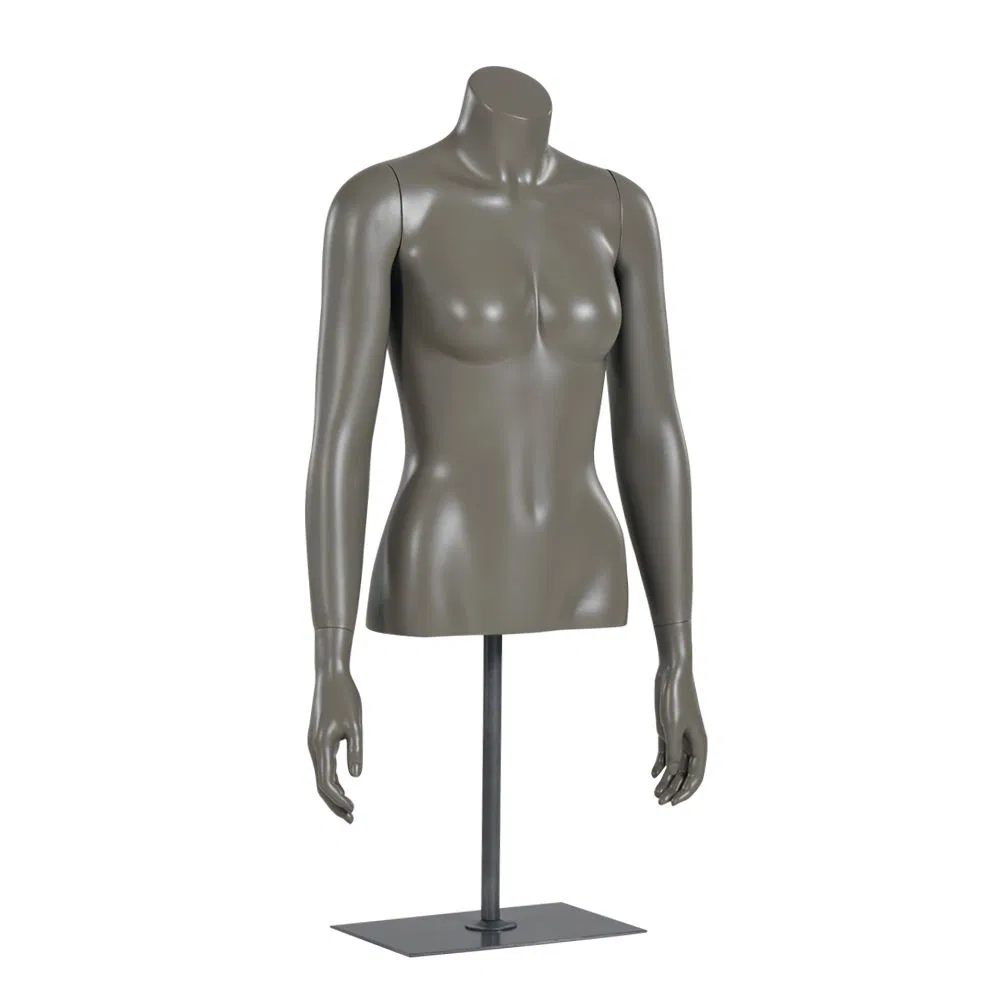 Adjustable Height Bust Female Half Body Mannequin Torso with Arm