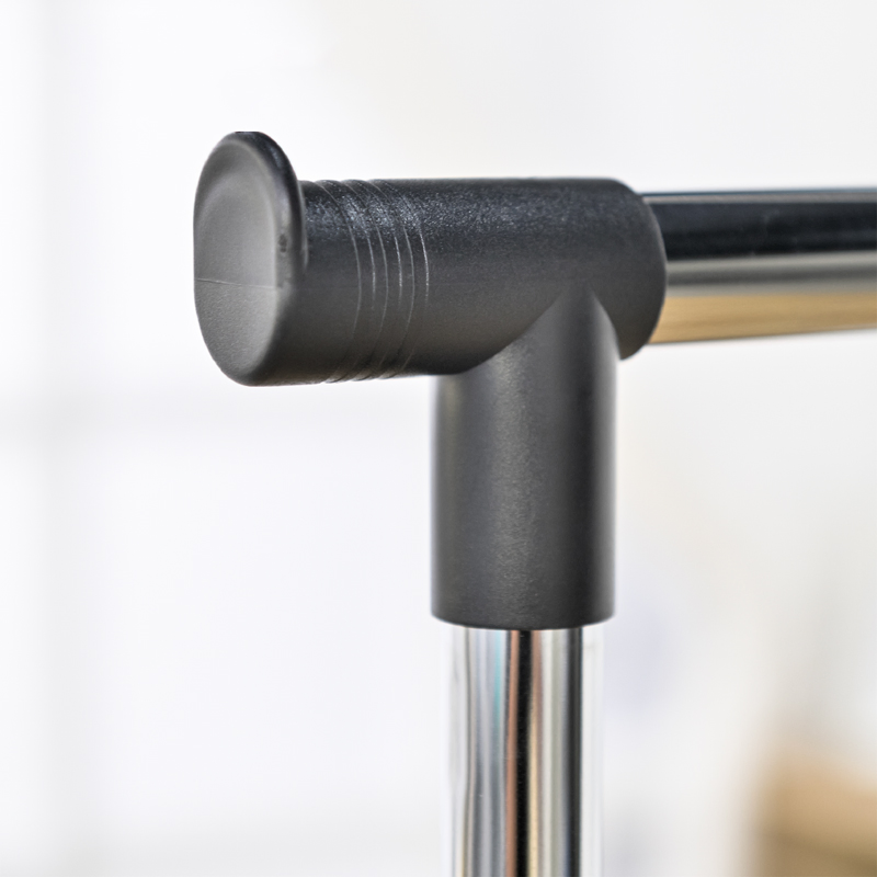 Sanipro Modern Single Pole Metal Clothing Hanger Freestanding Three-Tier Extendable Foldable Clothes Drying Rack