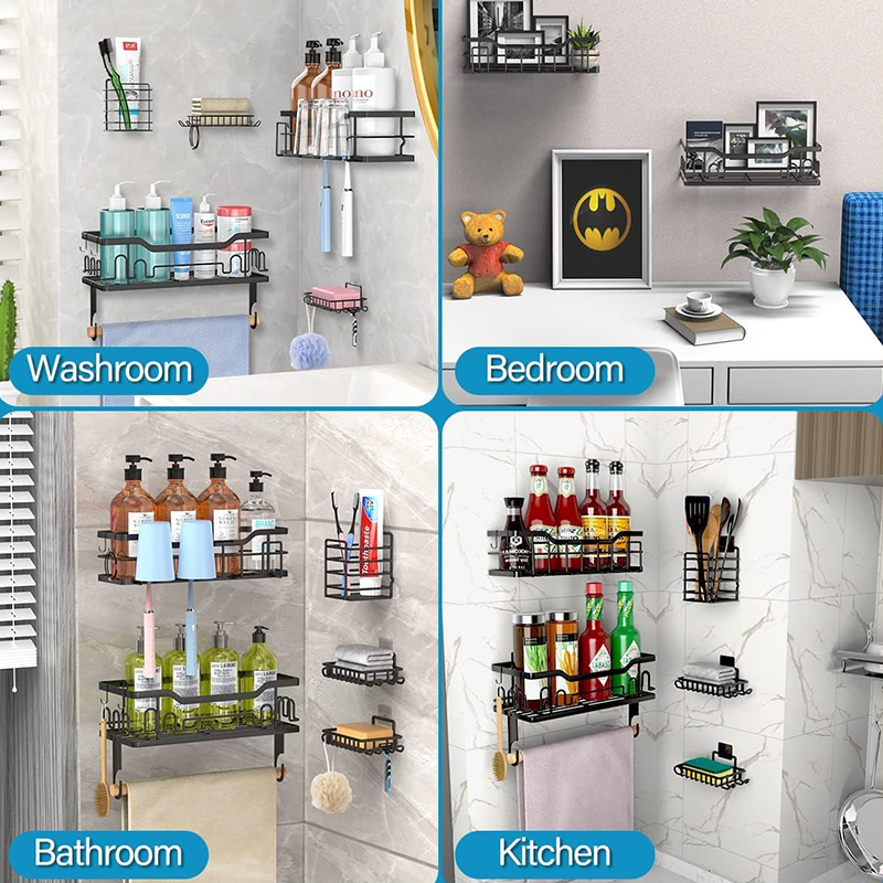 Modern Bathroom Accessories Organizer Wall Mounted Hanger Shelf Rack Ss Kitchen Bathroom Shower Corner Storage Rack for Bathroom