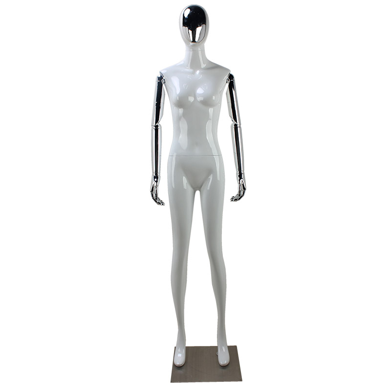 New Product Silver Face Fiberglass Adjustable Arms Female Mannequin