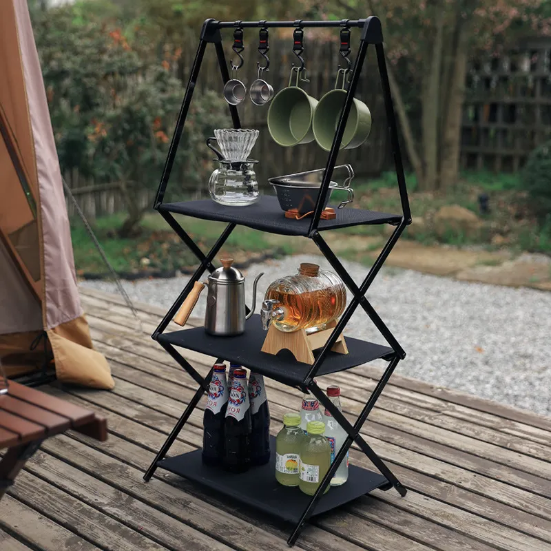 Outdoor Aluminum Alloy Multi-Layer Storage Rack Foldable Storage Rack Portable Clothes Hanger