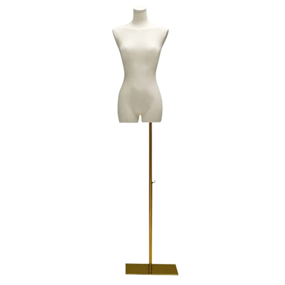 Fashionable Upper Body Headless Mannequin in Matte White/Black with Versatile Cloth Covered Head Cover Made of PP/PE/ABS/Fiber Glass for Female Garment Display