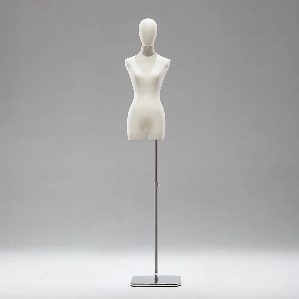 Low Price Linen Upper Body Mannequin in Glossy/Matt Black/White with Head and Height Adjustable Stand Made of PP/PE/ABS/Fiber Glass for Female Clothing Display