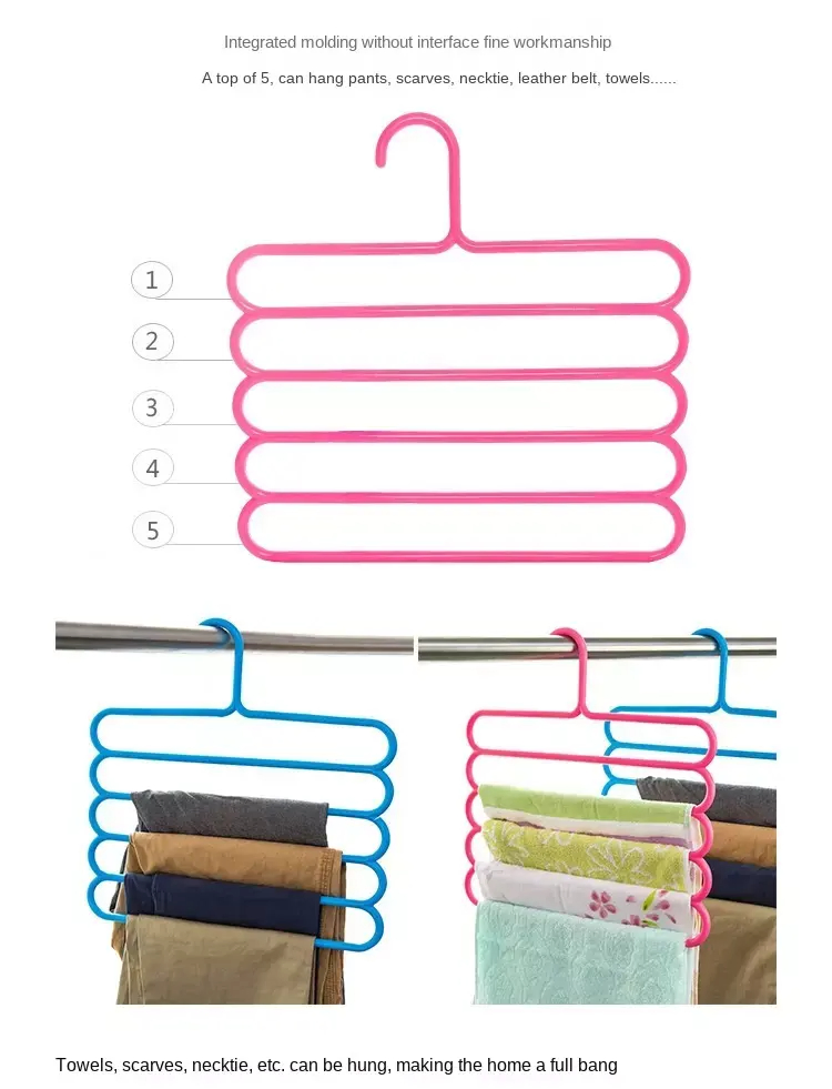 Set*3 Multifunctional Magic Pants Rack Multi Layers Cloth Dryer 5 Layers Anti-Slip Hanger