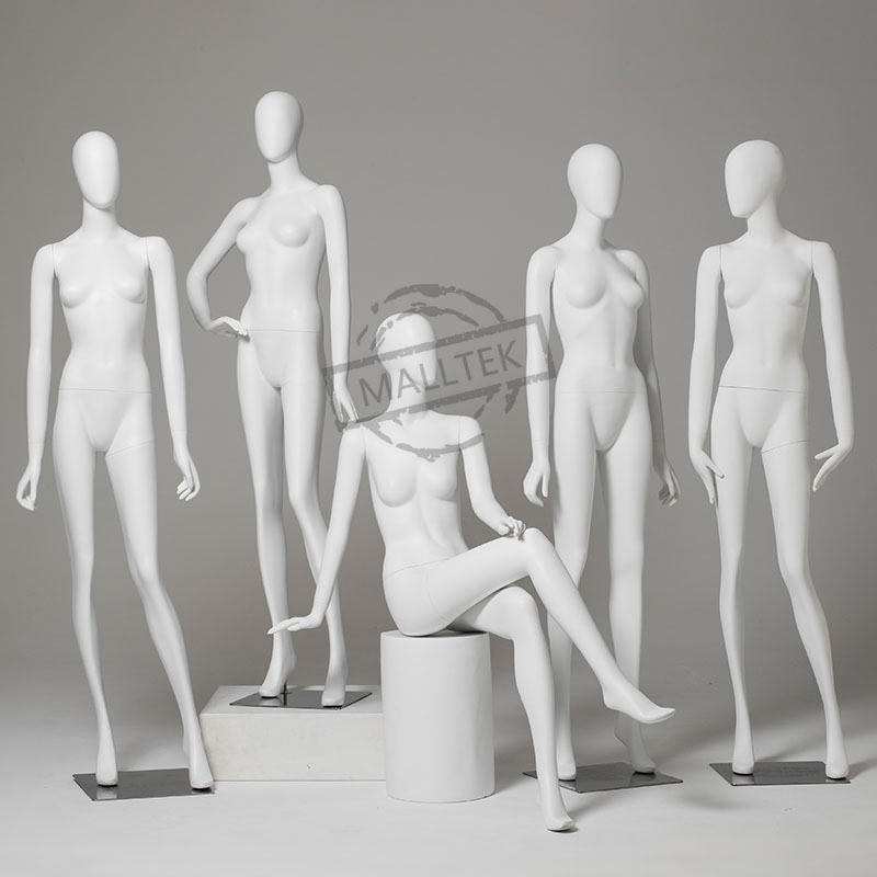 Realistic Women Fiberglass Display White Egg Face Mannequin