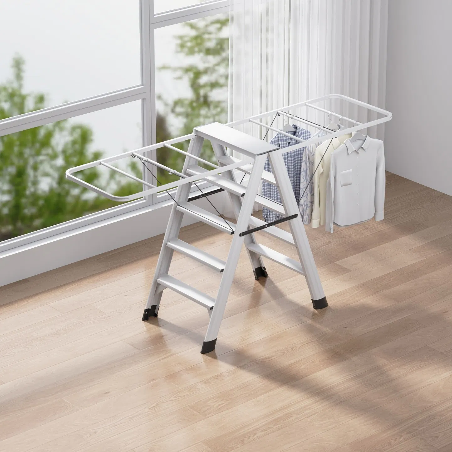 Laundry Foldable Metal Clothes Drying Display Hanger Rack for Homeuse