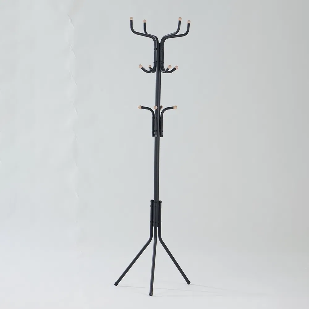 Adjustable Wooden Knob Hanger Metal Coat Rack with Hooks for Boutique