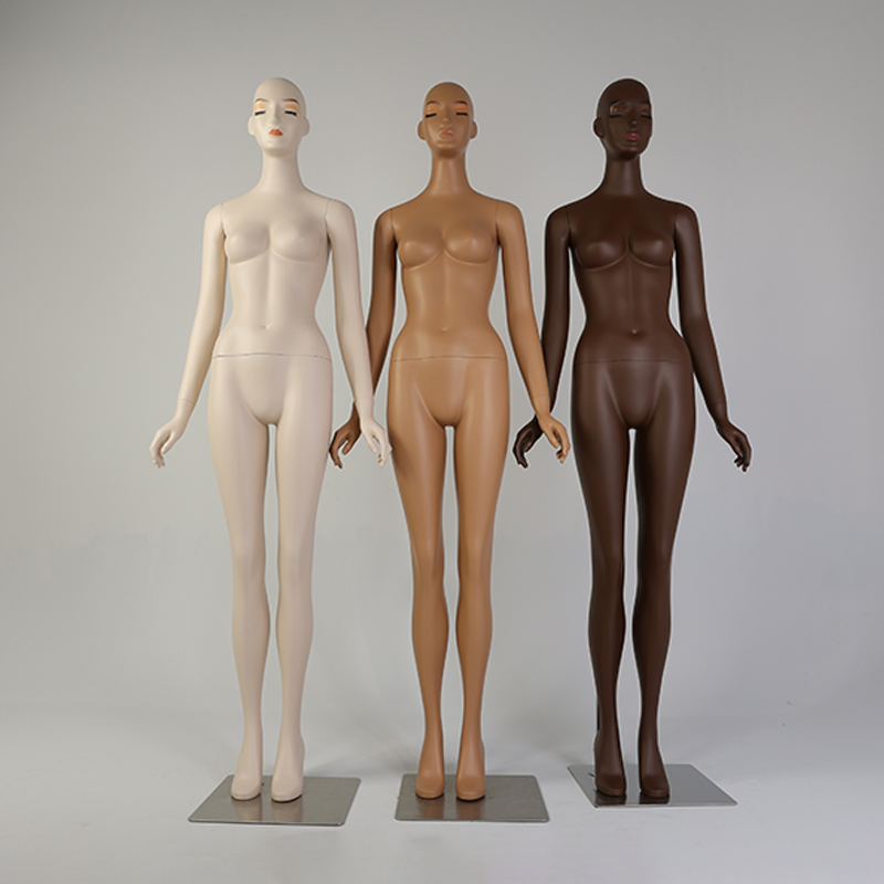 White Black Full Body Female Mannequin with Face and Makeup for Store Display