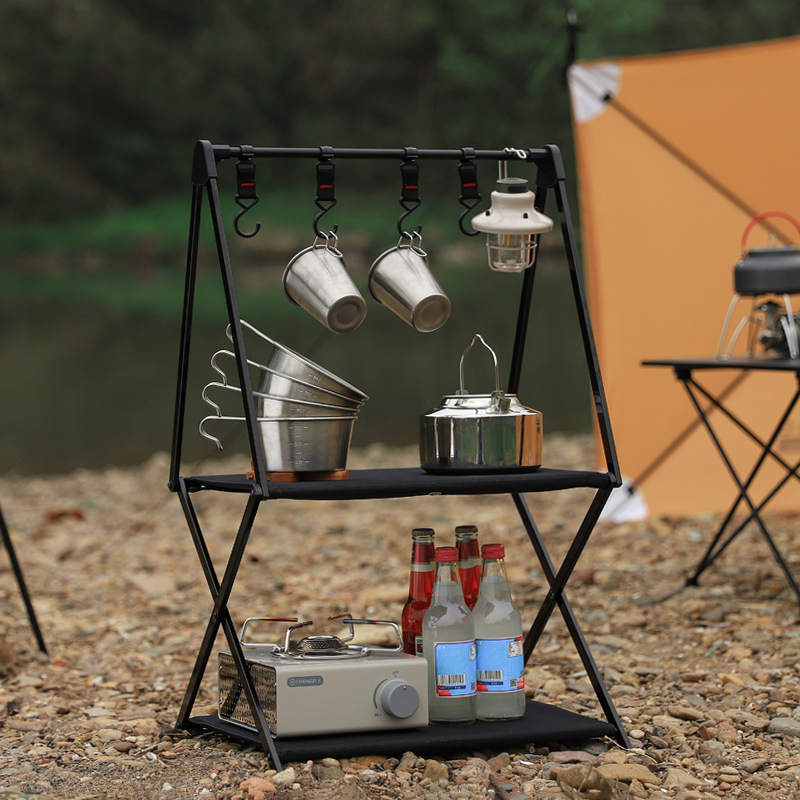 Outdoor Aluminum Alloy Multi-Layer Storage Rack Foldable Storage Rack Portable Clothes Hanger