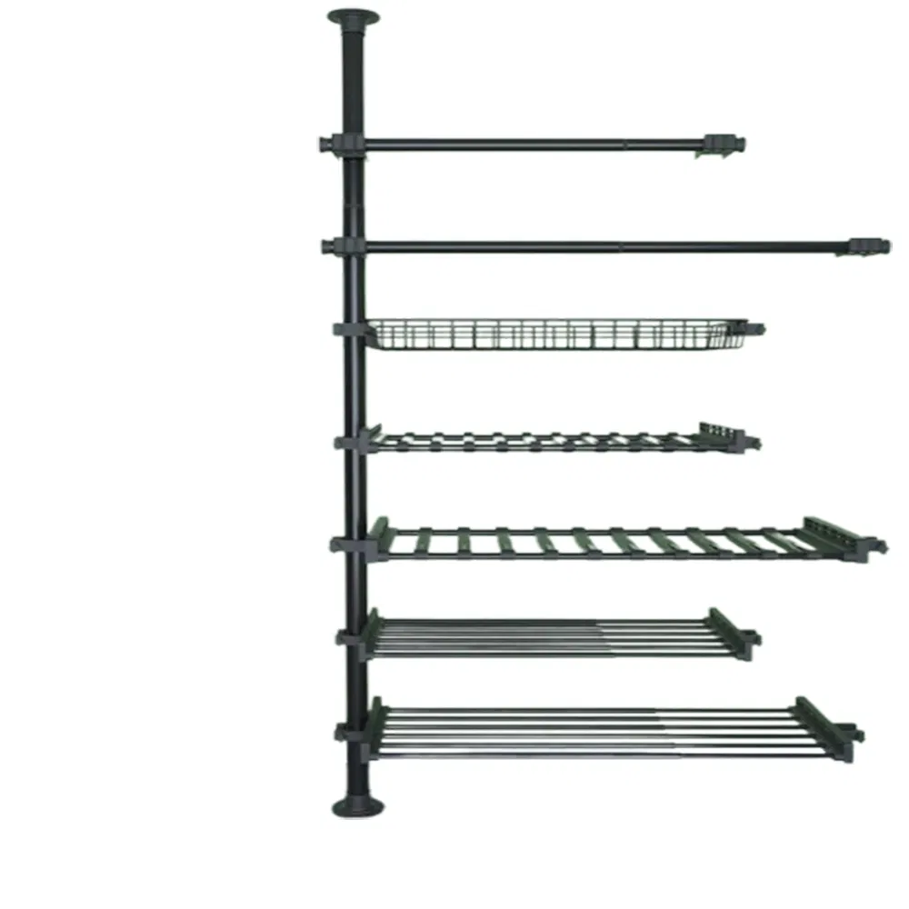 Round Metal Retail Floor Type Wholesale Portable Wardrobe Clothing Rack in Black/White/Matt Color for Houseware/Clothes Display