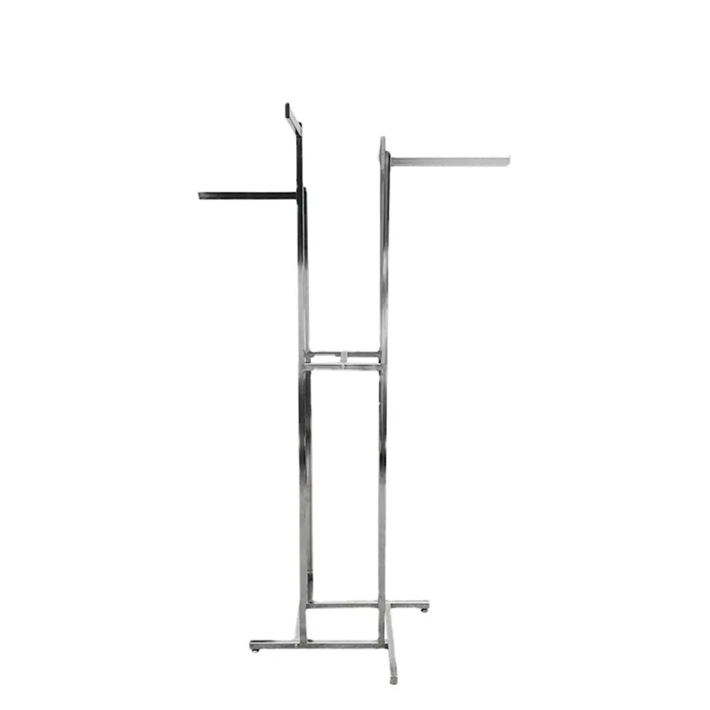Hot Selling Floor Standing Four Way Clothes Rack in Black/White/ with Adjustable Height Made of Iron/Chromium Plating for Boutique/Houseware