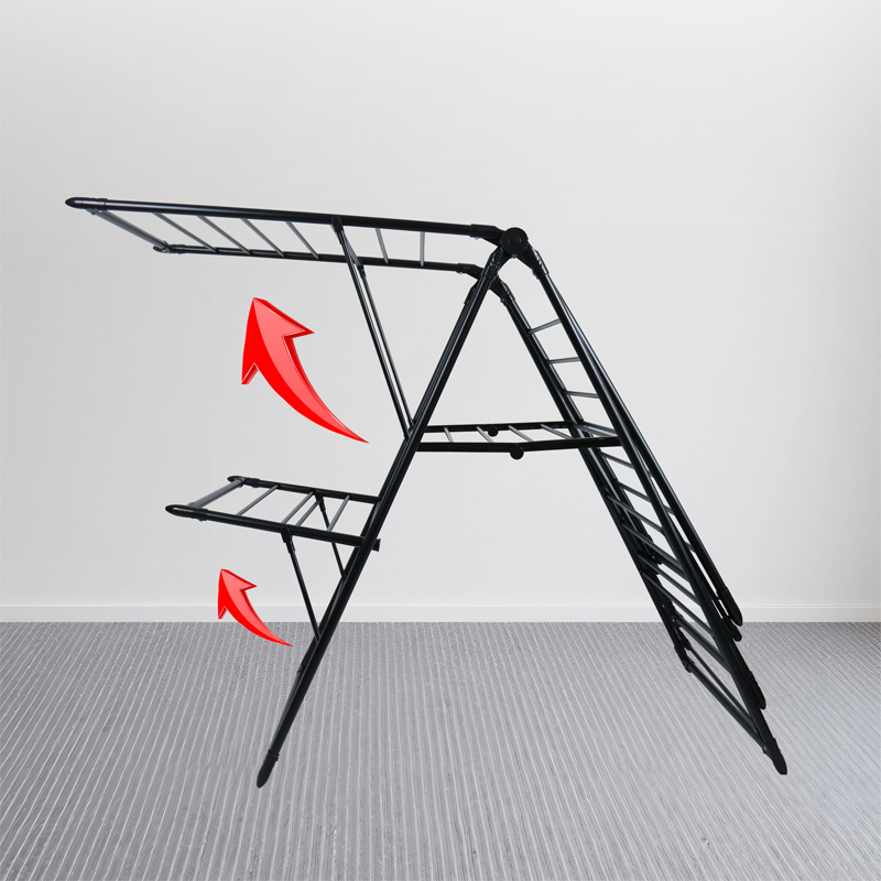 Sanipro Home Heavy Duty Metal Clothes Hangers Clothing Airer Dryer Folding Laundry Drying Rack with Height-Adjustable Wings