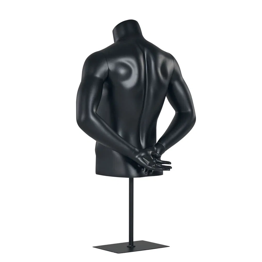 Black Muscular Cheap Male Upper Body Mannequin Stand