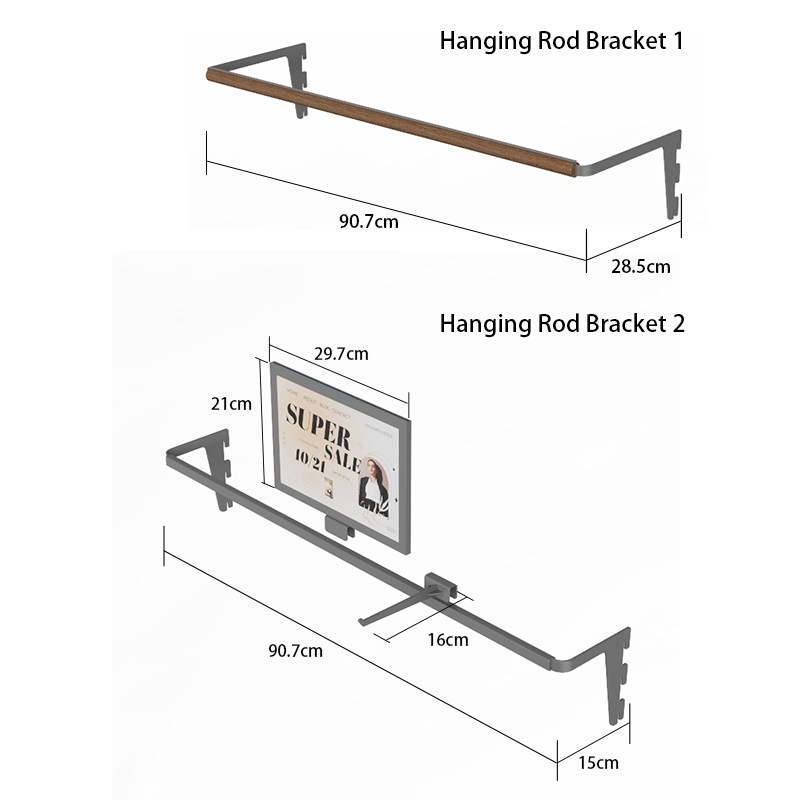 Custom Hanger Metal Display Rack with Storage Shelf for Retail Clothing Shop