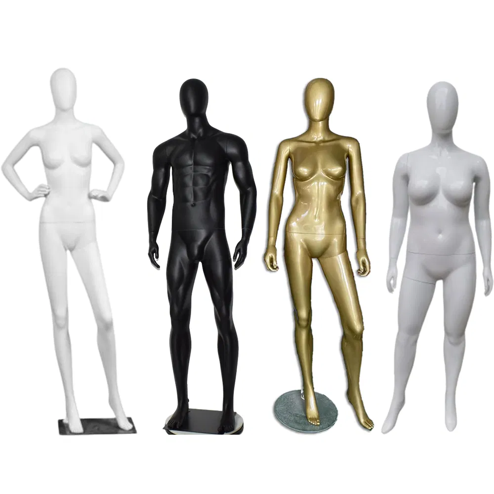 High-Quality Male/Female/Kid Full/Half Body PP/PE/ABS/Fiberglass Mannequins in Glossy/Matt White Black Grey Golden Chrome Silver Skin Colors Dummy for Display
