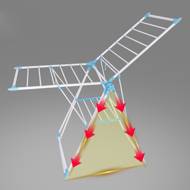 Sanipro Balcony Durable 2 Tier Wing Clothes Drying Rack Portable Folding Space Saving Garment Dryer Standing Hanger Airer