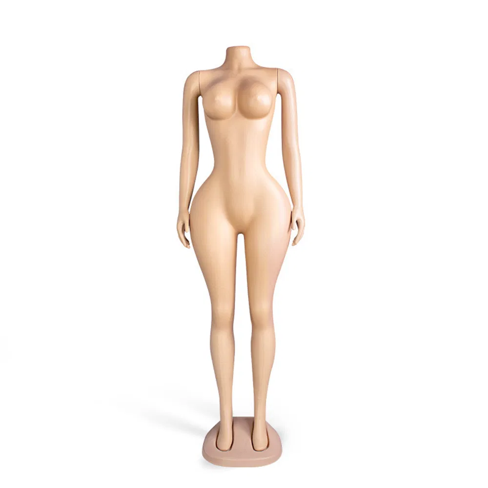 Low Price Standing Plus Size Mannequin in Matt/Glossy Skin with Big HIPS Thin Waist and Plastic Base Made of PP/PE/ABS/Fiber Glass for Female Clothing Display