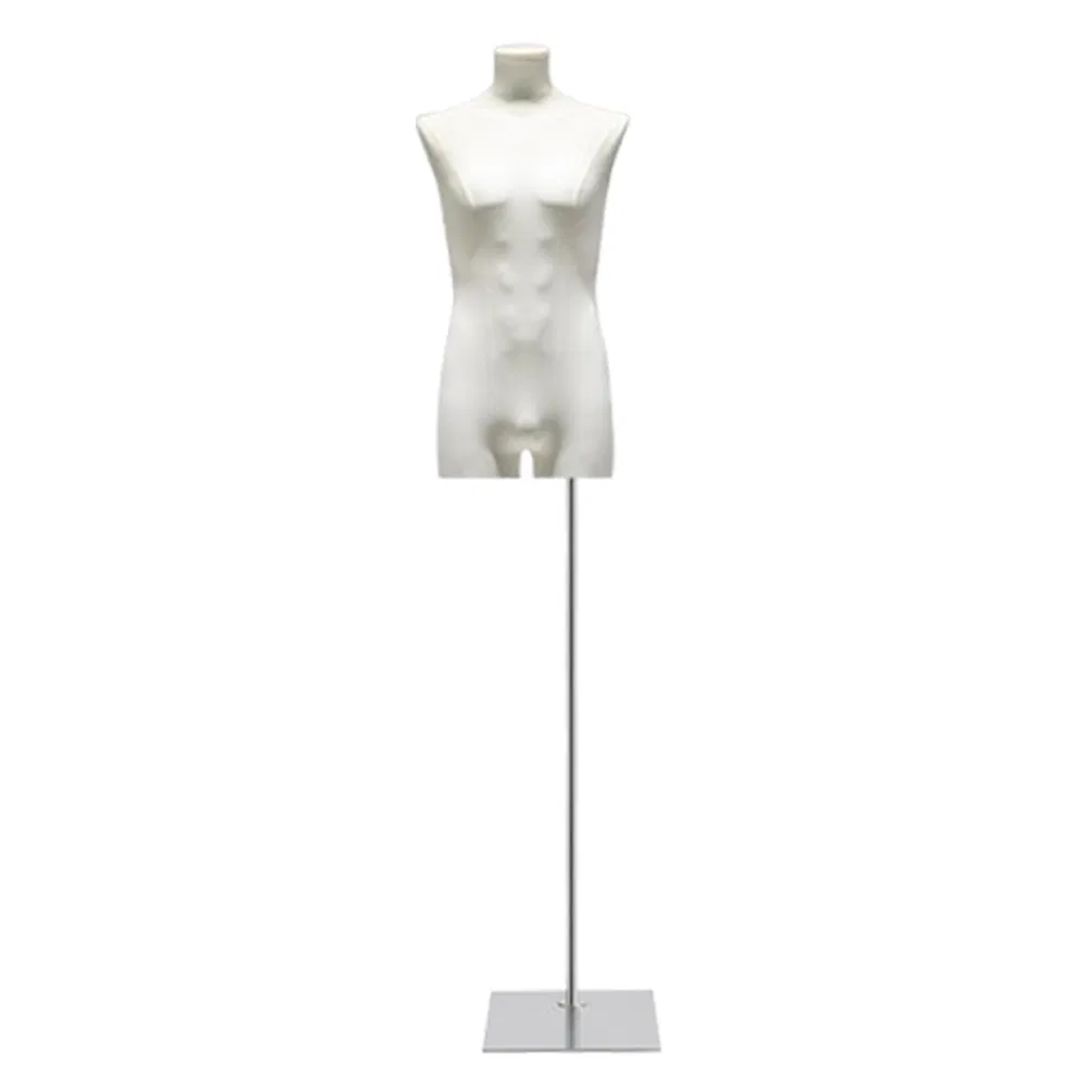 Space Saving Wrap Cloth Upper Body Mannequin in Matte/Glossy White/Black with Adjustable Height Metal Base Made of PP/PE/ABS/Fiberglass for Male Clothes Display
