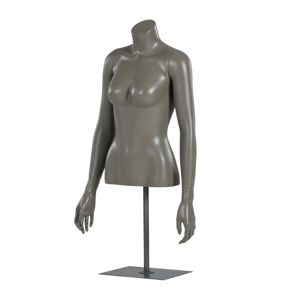 Adjustable Height Bust Female Half Body Mannequin Torso with Arm
