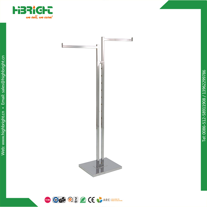 2 Way Straight and Slanted Arms Cloth Hanger Rack Clothes Display Rack Metal Retail Boutique Garment Clothing Display Rack