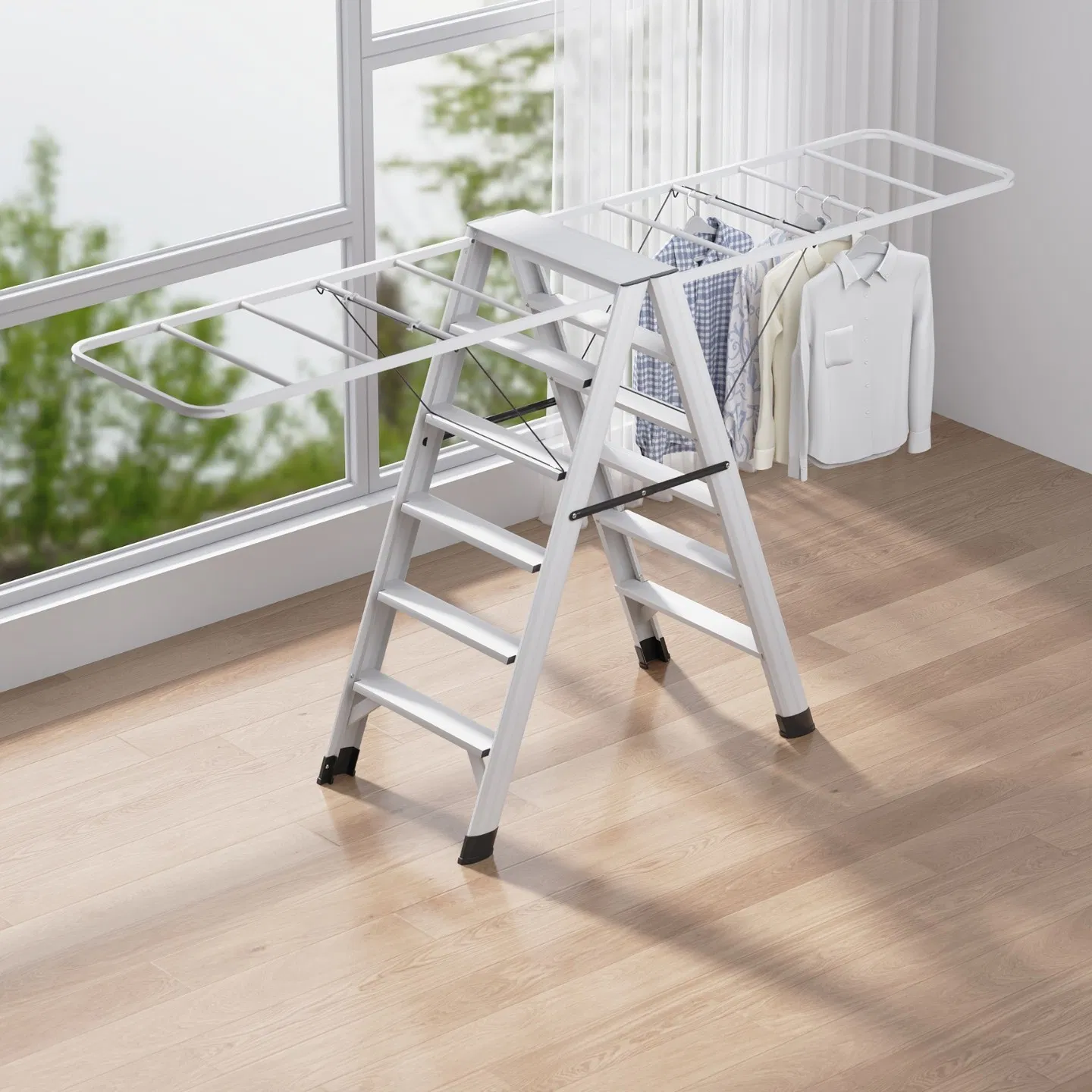 Laundry Foldable Metal Clothes Drying Display Hanger Rack for Homeuse