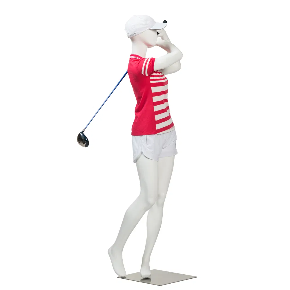 Full-Body Standing Golf Pose Female Sport Mannequins for Model Display Women Mannequin with Stand