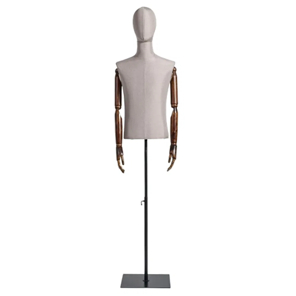 Best Seller Half Body Mannequin in Matte/Glossy White/Black with Height Adjustable Metal Tripod/Square Base Made of PP/PE/ABS/Fiber Glass for Male Suit Display