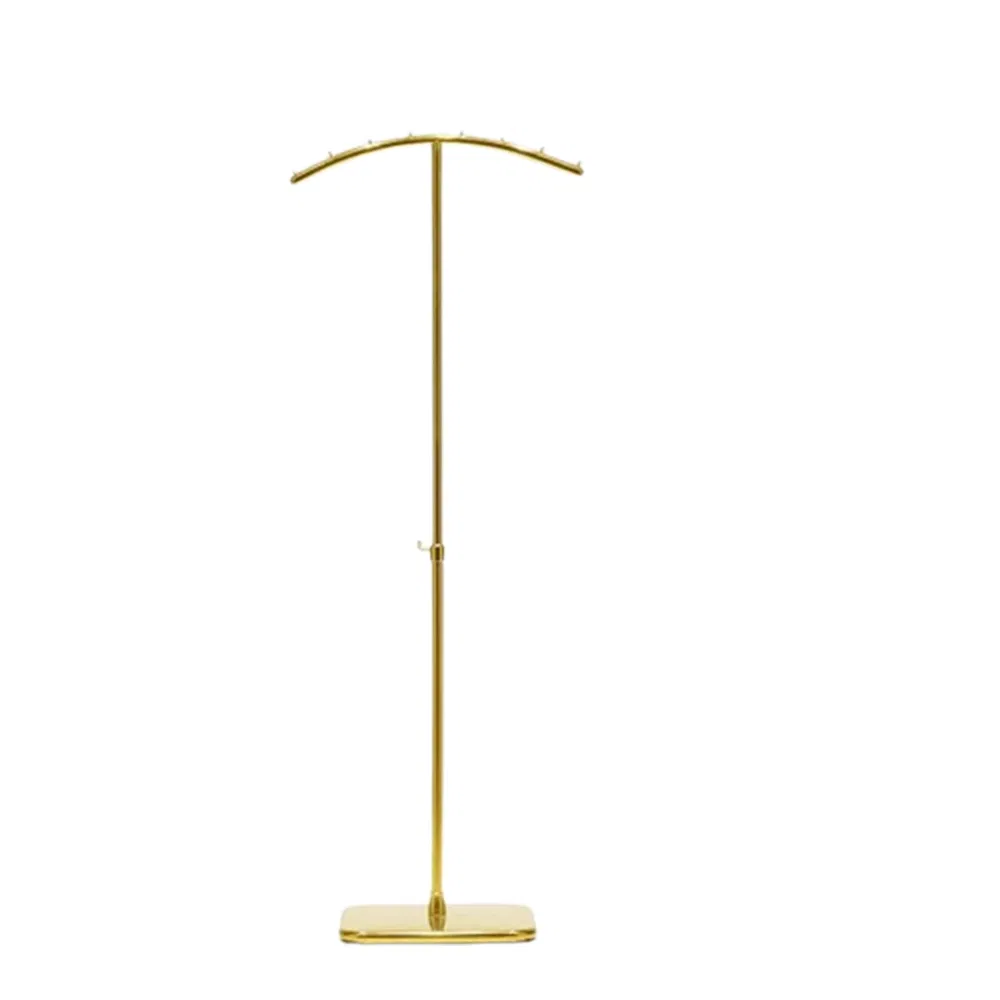 Wholesale Boutique Adjustable Height Floor Standing Garment Display Racks in Golden/Silver with Base Made of Stainless Steel for Clothing Store