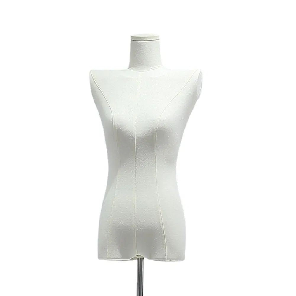 Low Price Headless Upper Body Flat Shoulder Mannequin in Matte Black/White with Cloth Covered Head Cover Made of PP/PE/ABS/Fiberglass for Female Clothes Display