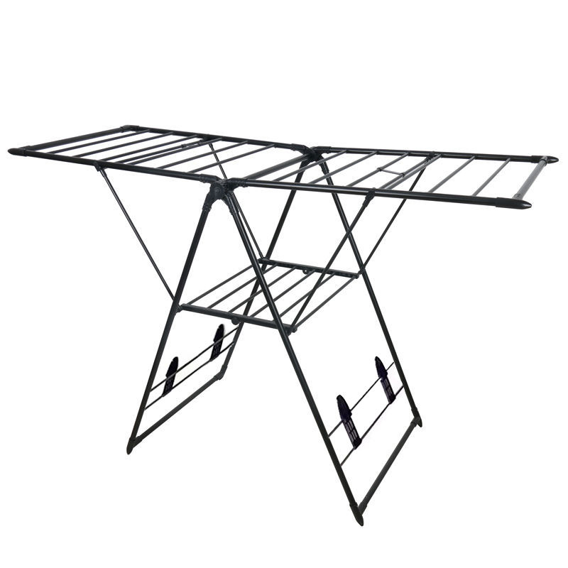 Sanipro Floor-Standing Balcony Mobile Clothes Drying Rack Double-Wing Towel Rack Clothing Dryer Hanger for Hanging Laundry