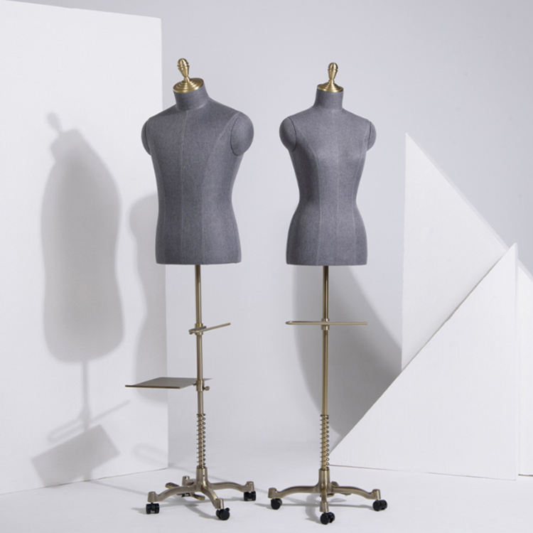 Fabric Covered Adjustable Height Upper Body Men's Shop Male Suit Mannequin Dummy