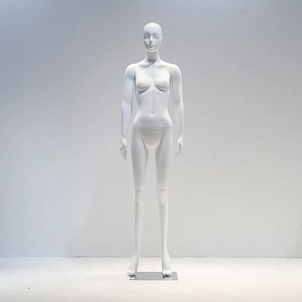 High End Full Body Standing Mannequin in Matt/Glossy White/Black with Realistic Face and Round Glass Base Made of PP/PE/ABS/Fiberglass for Male Clothes Display