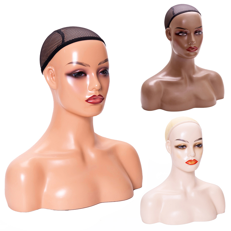 Mannequin Head Jewelry Display Mannequin Heads Plastic Female Mannequin Head with Shoulders Wig Display