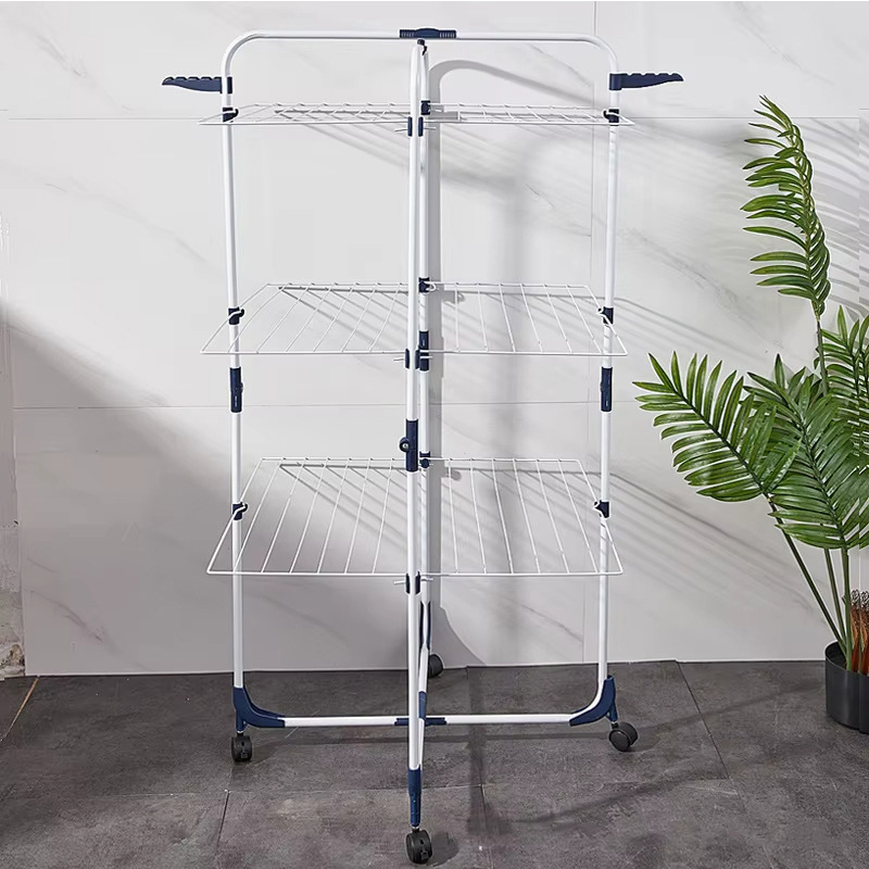 Sanipro 3 Tier Tower Foldable Adjustable Towel Drying Rack Removable 360 Degree Rotation Metal Clothes Hanger with 4 Hooks