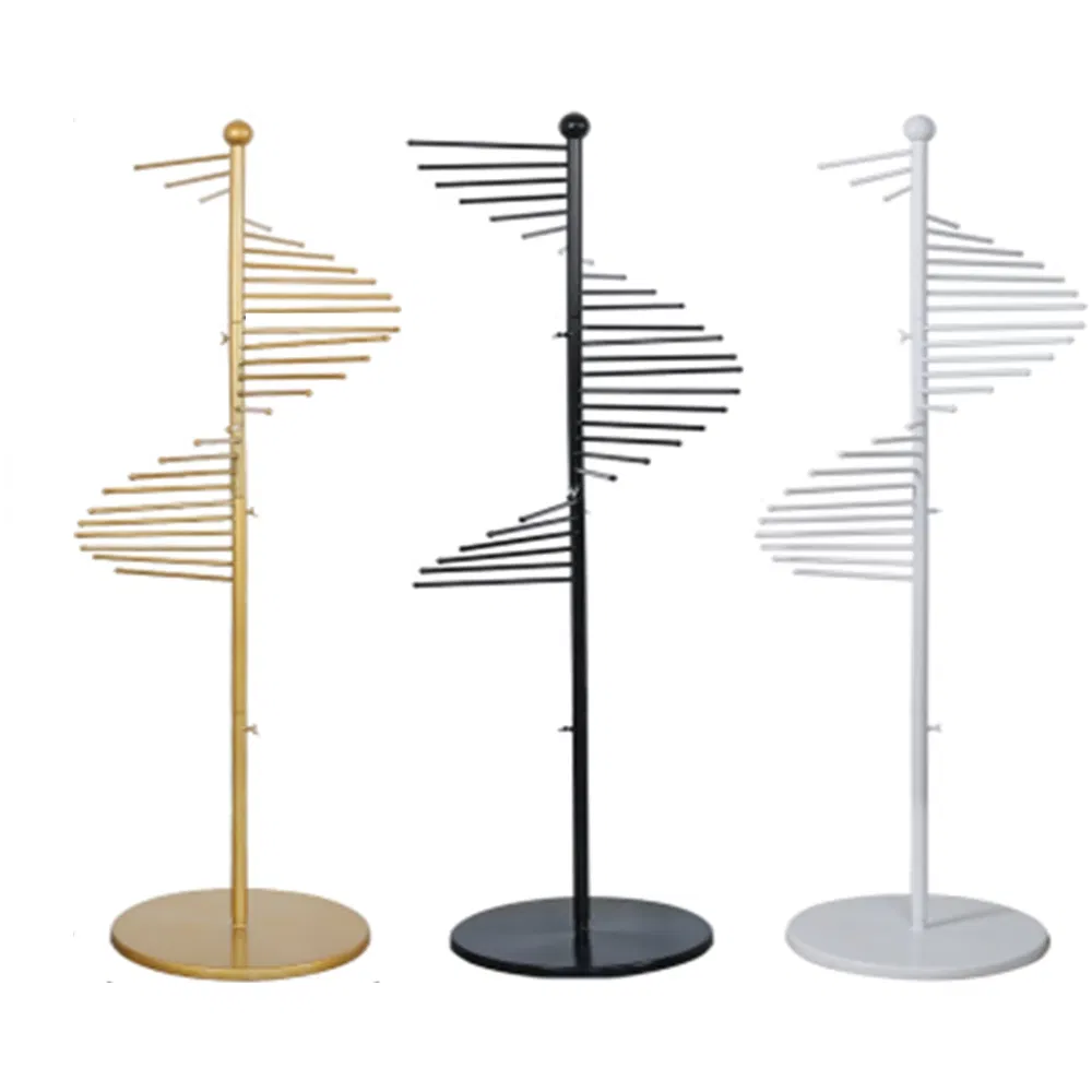 Creative New Design Floor Standing Multi-Layer Scarf/Silk Scarf/Pants Storage Display Rack in Gold/Black/White Made of Iron Material for Couture