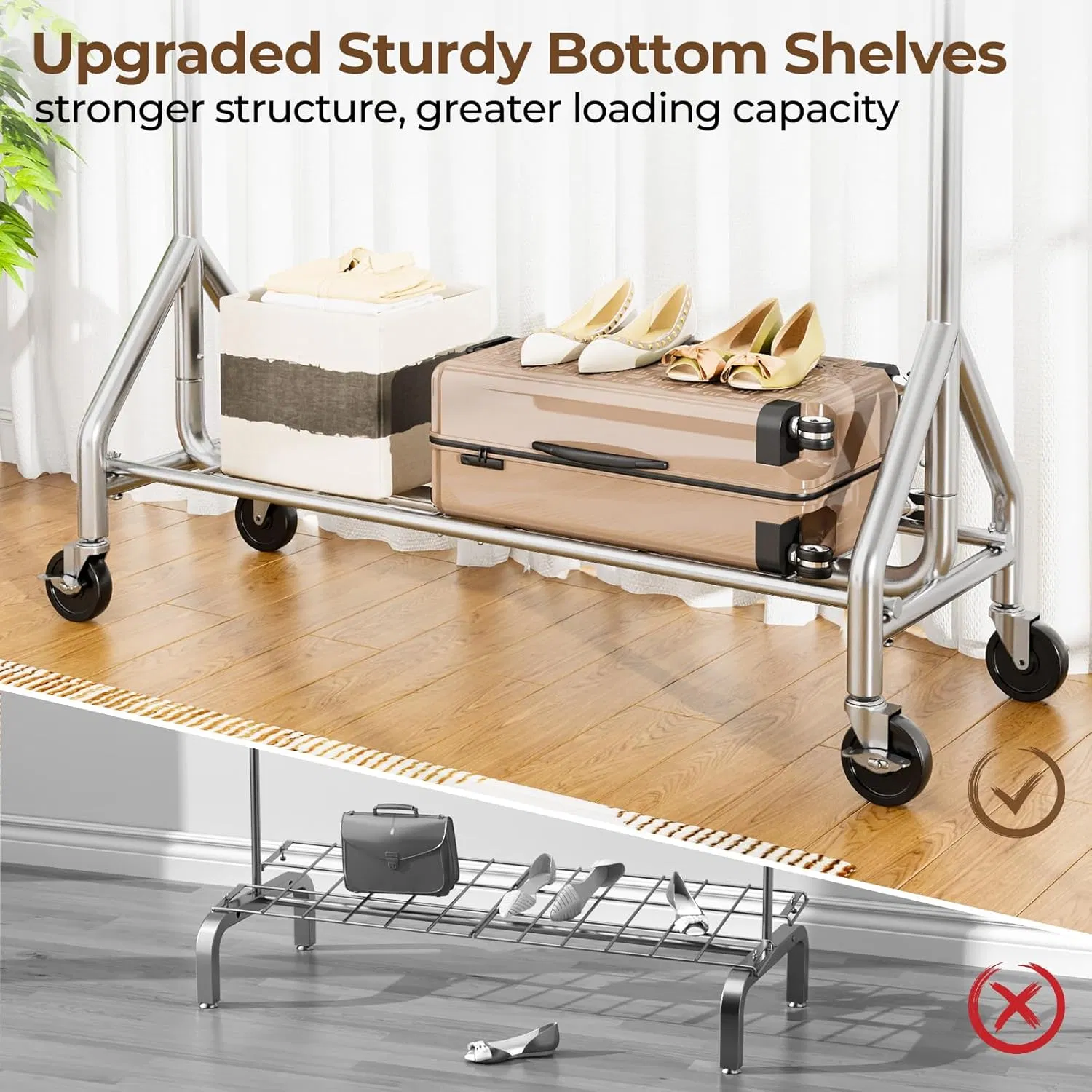 Metal Clothes Drying Rack Household Heavy Duty Clothes Hanger for Indoor Use