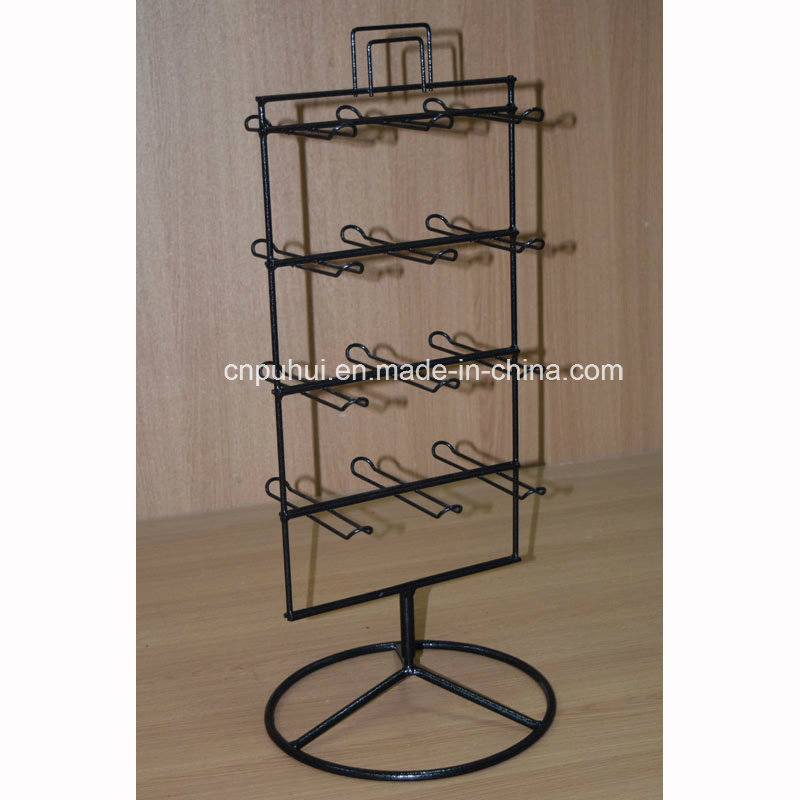 Floor Standing Metal Spinning Display Rack with Hooks Hanger (PHY2056)