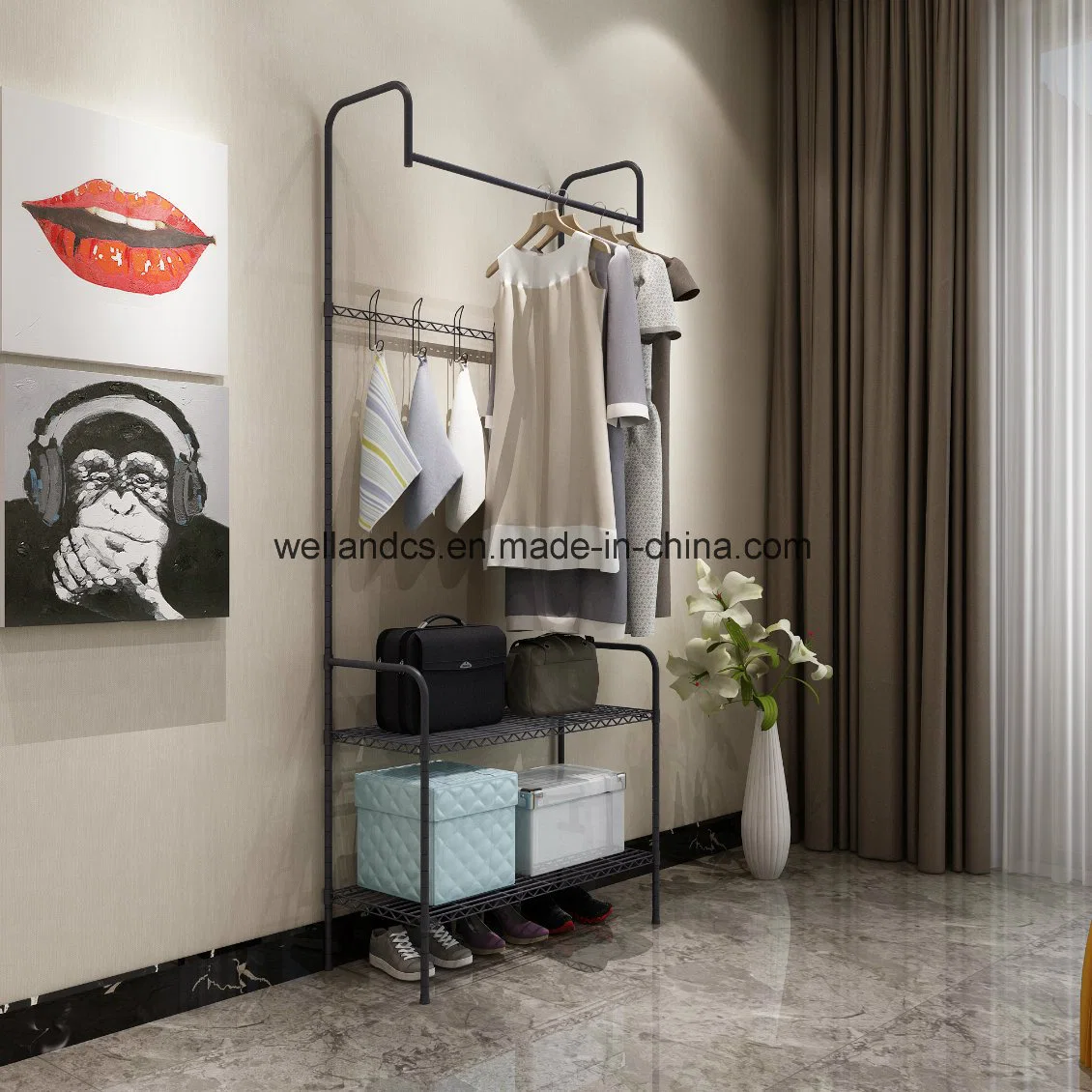 Adjustable Sturdy Metal Clothing Storage Simple Houseware Closet Hanger Doorway Garment Rack