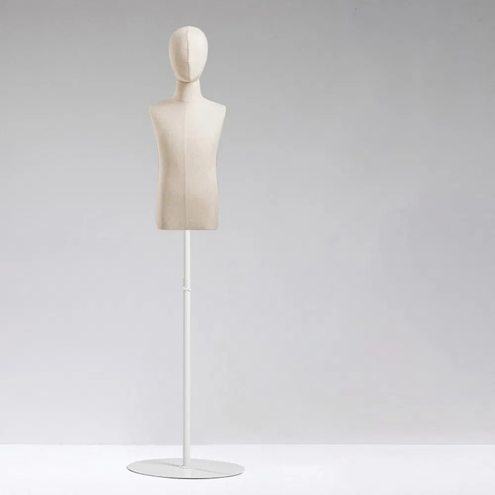Best Quality Half Body Cloth Covered Mannequin in Matt/Glossy White/Black with Head and Different Size Made of PP/PE/ABS/Fiberglass for Children Clothes Display