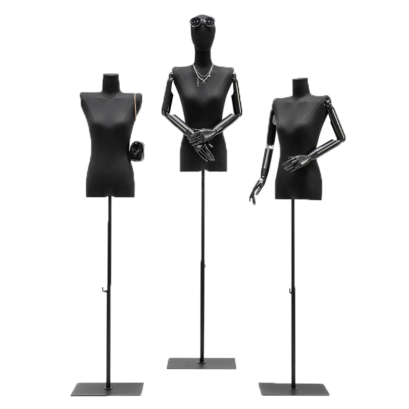Adjustable Height Clothes Covered Half Body Female Mannequin