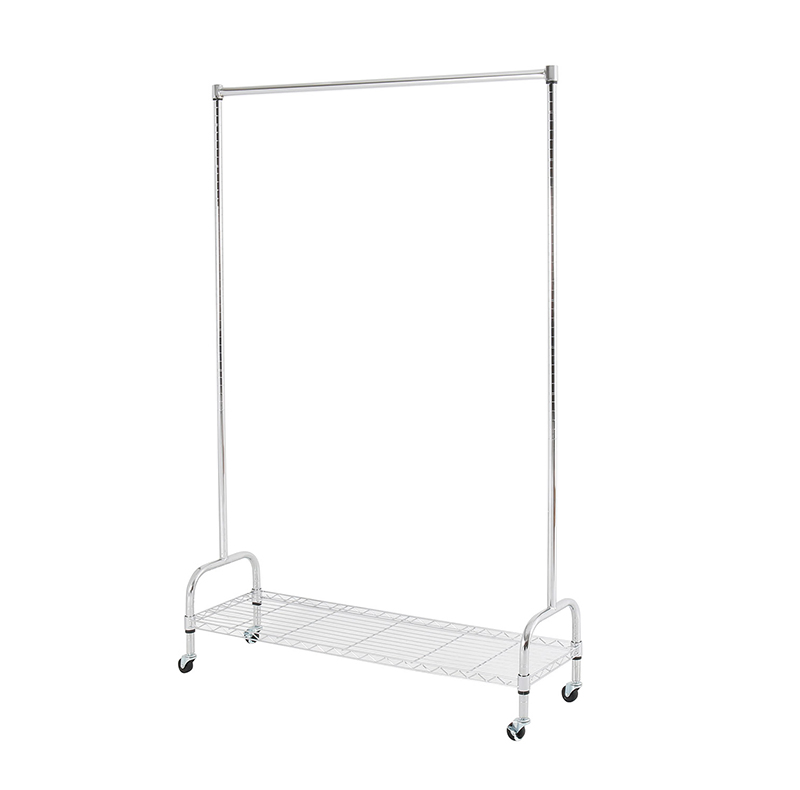 New Design Single-Rod Extended Metal Clothes Hanger Rack with Shelves