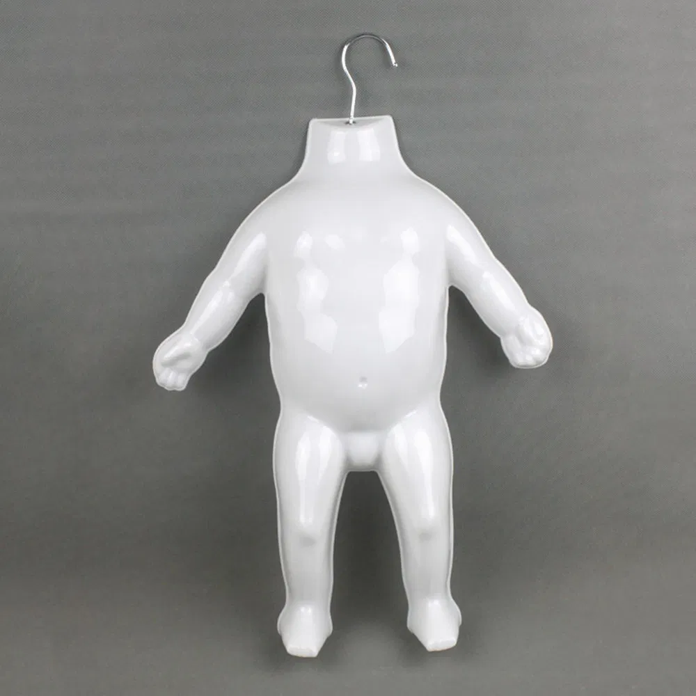 Factory Wholesale Hanging Headless Mannequin Slice in Glossy/Matt Transparent/White/Black with Metal Hanger Hook Made of PP/PE/ABS for Children Garment Display